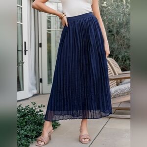 Baltic Born "Cyra" Ankle-lenght Navy Pleated Skirt